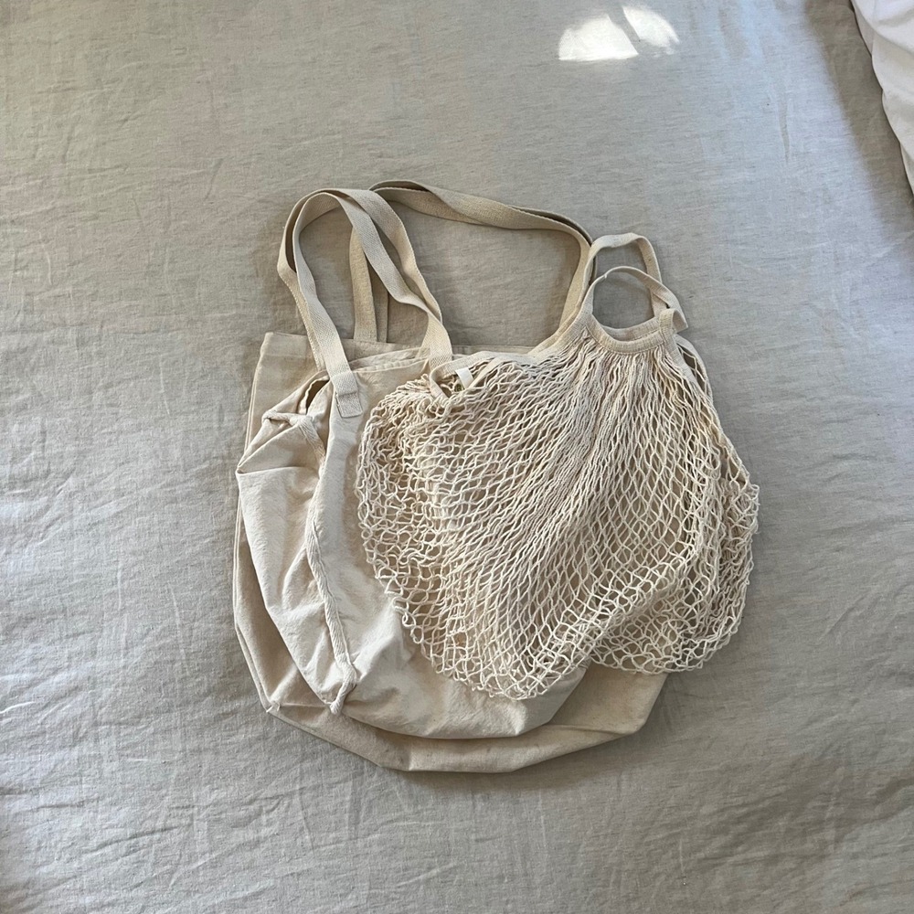 Reusable Cotton & Mesh Shopping Totes